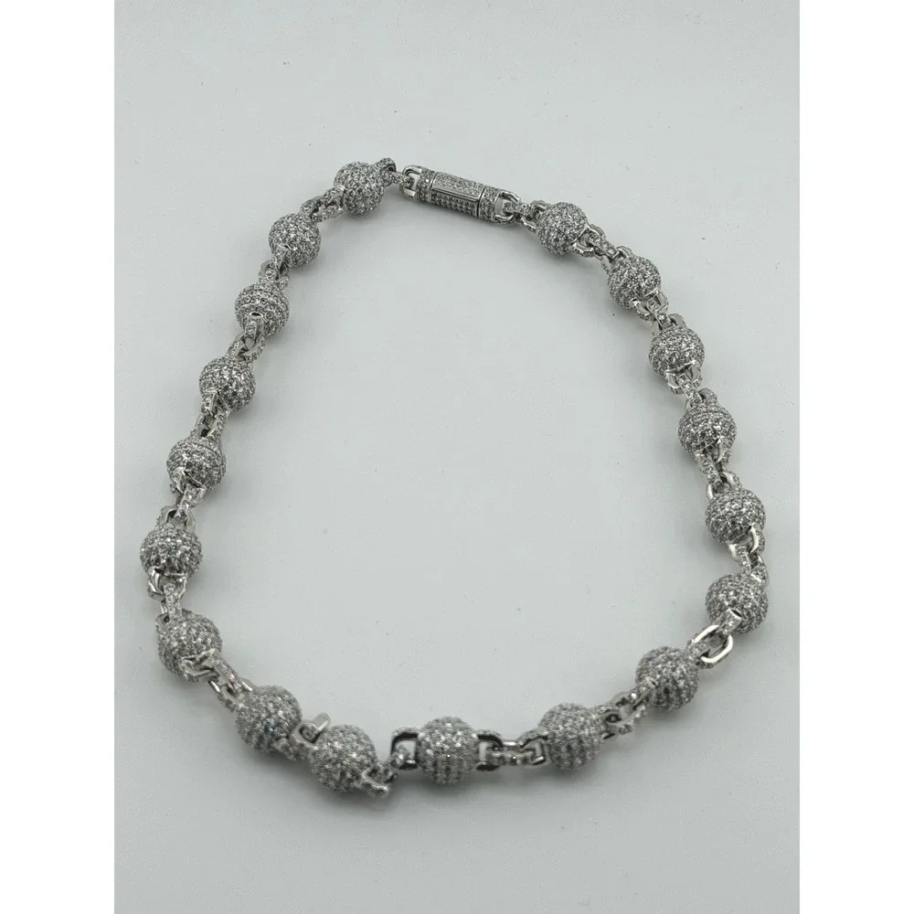 GLD 12MM Iced Ball Necklace 18